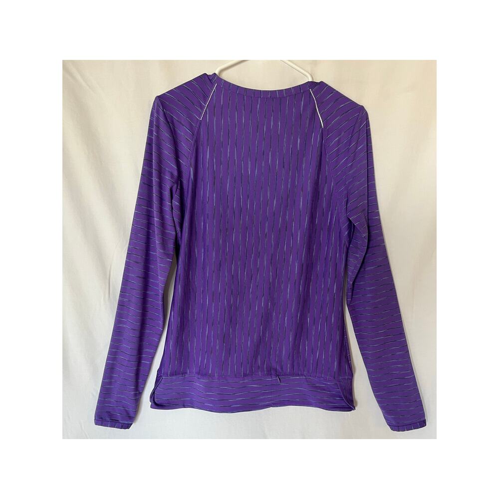 Athleta Women's M Purple Space Dye Striped Activewear Top Thumbholes Athleisure - Picture 2 of 9
